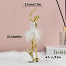 Golden and white ballet girl resin figurine bedroom desktop decor by Decorbites