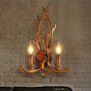 GobekUsa Deer Horn Resin Wall Lamp with Warm White LED Light