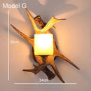 GobekUsa Deer Horn Resin Wall Lamp with Warm White LED Light