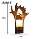 GobekUsa Deer Horn Resin Wall Lamp with Warm White LED Light