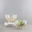 GobekUsa Golden Branch Glass Fruit Plate: Stylish Home Storage Container & Decor Accessory