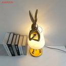 GobekUsa Bathing Rabbit Resin Table Lamp for Living Room and Bedroom Decor