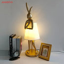 GobekUsa Bathing Rabbit Resin Table Lamp for Living Room and Bedroom Decor