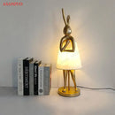 GobekUsa Bathing Rabbit Resin Table Lamp for Living Room and Bedroom Decor