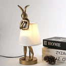 GobekUsa Bathing Rabbit Resin Table Lamp for Living Room and Bedroom Decor