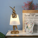 GobekUsa Bathing Rabbit Resin Table Lamp for Living Room and Bedroom Decor