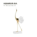 GobekUsa Crane Golden Bird Agate Marble Crystal Home Decor Craft Statue