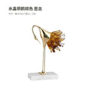GobekUsa Crane Golden Bird Agate Marble Crystal Home Decor Craft Statue
