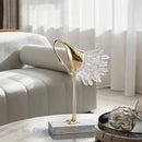 GobekUsa Crane Golden Bird Agate Marble Crystal Home Decor Craft Statue