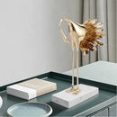 GobekUsa Crane Golden Bird Agate Marble Crystal Home Decor Craft Statue