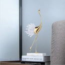 GobekUsa Crane Golden Bird Agate Marble Crystal Home Decor Craft Statue