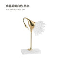 GobekUsa Crane Golden Bird Agate Marble Crystal Home Decor Craft Statue