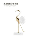 GobekUsa Crane Golden Bird Agate Marble Crystal Home Decor Craft Statue