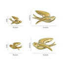 Golden bird swallow sculpture gold & silver wall decor living room by Decorbites
