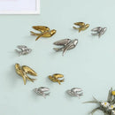 Golden bird swallow sculpture gold & silver wall decor living room by Decorbites