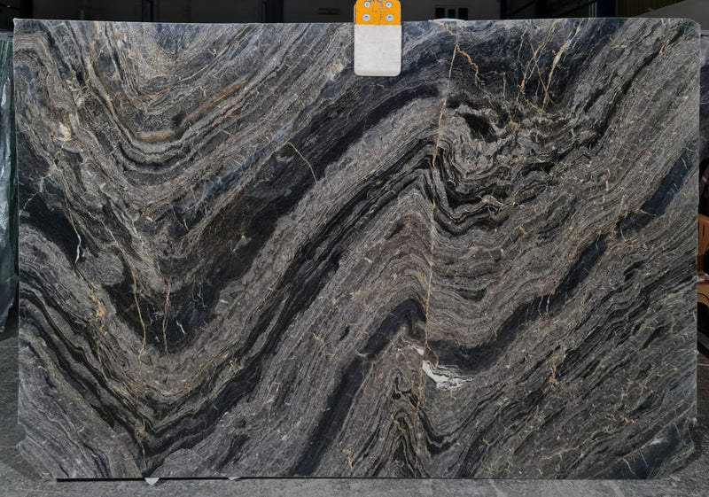 Golden Black Bookmatching Polished Marble Slab