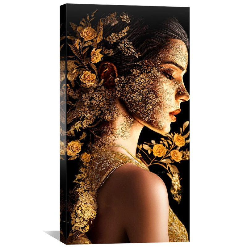 Golden Bloom Portrait Canvas