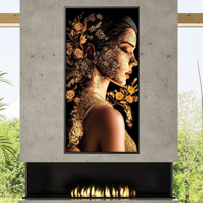 Golden Bloom Portrait Canvas