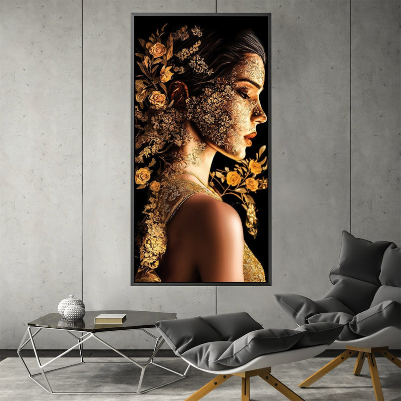 Golden Bloom Portrait Canvas