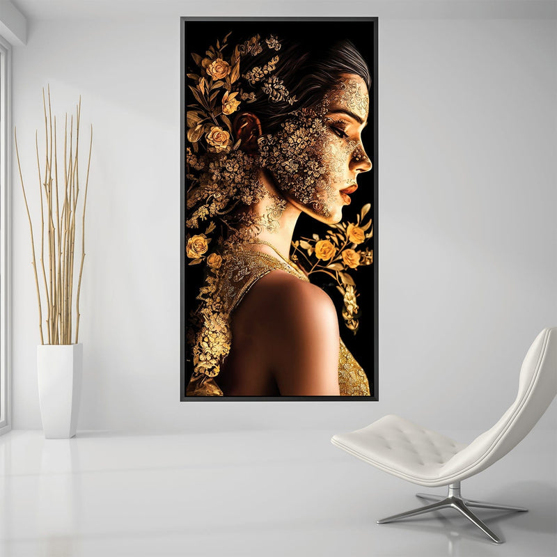 Golden Bloom Portrait Canvas