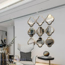 GobekUsa Golden Border Geometric Plum Flower Mirror Wall Decoration