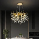 GobekUsa Golden Branch Ceiling Crystal Chandelier for Bedroom Living Room Lighting