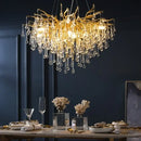 GobekUsa Branch-shaped Golden Crystal Chandelier for Villa Bedroom and Living Room