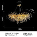GobekUsa Branch-shaped Golden Crystal Chandelier for Villa Bedroom and Living Room
