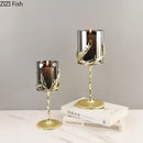 GobekUsa Golden Branches Candle Holders Metal Glass Candlestick Aroma Container