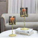 GobekUsa Golden Branches Candle Holders Metal Glass Candlestick Aroma Container
