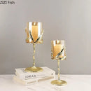 GobekUsa Golden Branches Candle Holders Metal Glass Candlestick Aroma Container