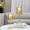 GobekUsa Golden Branches Candle Holders Metal Glass Candlestick Aroma Container