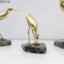 GobekUsa Golden Brass Bird on Marble Base Desk Ornament Statue Artwork Decor