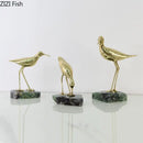 GobekUsa Golden Brass Bird on Marble Base Desk Ornament Statue Artwork Decor