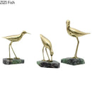 GobekUsa Golden Brass Bird on Marble Base Desk Ornament Statue Artwork Decor