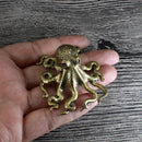 Golden brass octopus sculpture living room decor figurine by Decorbites