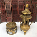 GobekUsa Brass Three-Tiered Tower Incense Burner with Tripod Furnace for Home Buddhist Hall