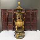 GobekUsa Brass Three-Tiered Tower Incense Burner with Tripod Furnace for Home Buddhist Hall