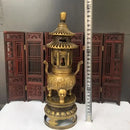 GobekUsa Brass Three-Tiered Tower Incense Burner with Tripod Furnace for Home Buddhist Hall