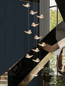 GobekUsa Butterfly Chandelier Staircase Suspended Loft Pendant Light for Living Room & Hallway