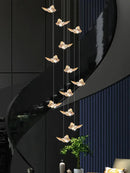 GobekUsa Butterfly Chandelier Staircase Suspended Loft Pendant Light for Living Room & Hallway