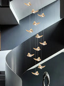 GobekUsa Butterfly Chandelier Staircase Suspended Loft Pendant Light for Living Room & Hallway