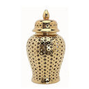 GobekUsa Golden Ceramic Ginger Jar Home Decor Vase Pot Flower Arrangement Storage Jar