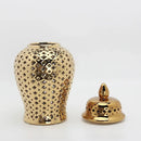 GobekUsa Golden Ceramic Ginger Jar Home Decor Vase Pot Flower Arrangement Storage Jar
