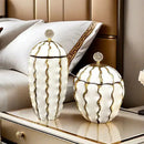 GobekUsa Golden Checkmate Ceramic Pot Vase Wavy Gilt Storage Tank