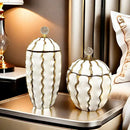 GobekUsa Golden Checkmate Ceramic Pot Vase Wavy Gilt Storage Tank
