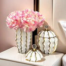 GobekUsa Golden Checkmate Ceramic Pot Vase Wavy Gilt Storage Tank