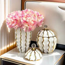 GobekUsa Golden Checkmate Ceramic Pot Vase Wavy Gilt Storage Tank