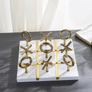 GobekUsa Golden Chessboard Metal Handicraft Sculpture for Home Decoration