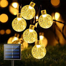 Golden crackled glass crystal fairy solar string lights patio decor by Decorbites